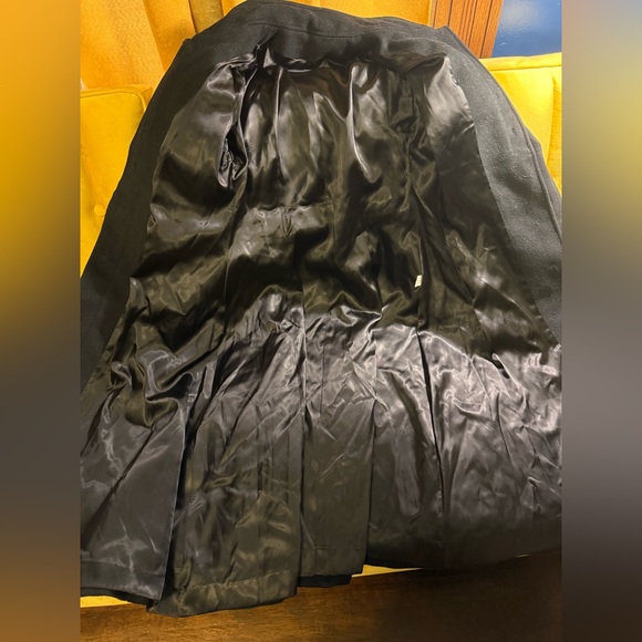 Vintage wool, satin lined Luba Black Trench Coat for Women - Picture 6 of 6